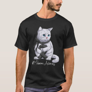 Melanom-Bewusstseinsmonat Schwarzes Band Katze T-Shirt