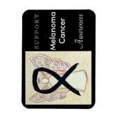Melanom Cancer Awareness Ribbon Angel Magnet (Vertikal)