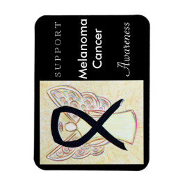 Melanom Cancer Awareness Ribbon Angel Magnet