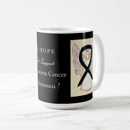 Melanom Cancer Awareness Ribbon Engel Custom Tasse (VorderseiteRechts)