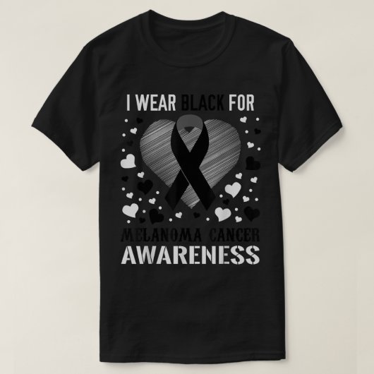 Melanom Cancer Awareness Support Ribbon T-Shirt (Design vorne)