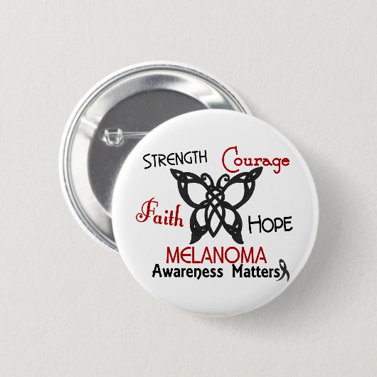 Melanom-keltischer Schmetterling 3 Button (Vorne & Hinten)