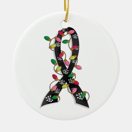 Melanom-Weihnachtslicht-Band Keramikornament (Vorne)