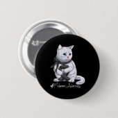 Melanoma Awareness Montag Black Ribbon Cat Button (Vorne & Hinten)