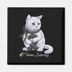 Melanoma Awareness Montag Black Ribbon Cat Magnet