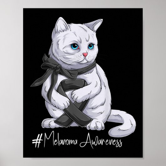 Melanoma Awareness Montag Black Ribbon Cat Poster (Vorne)