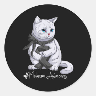 Melanoma Awareness Montag Black Ribbon Cat Runder Aufkleber