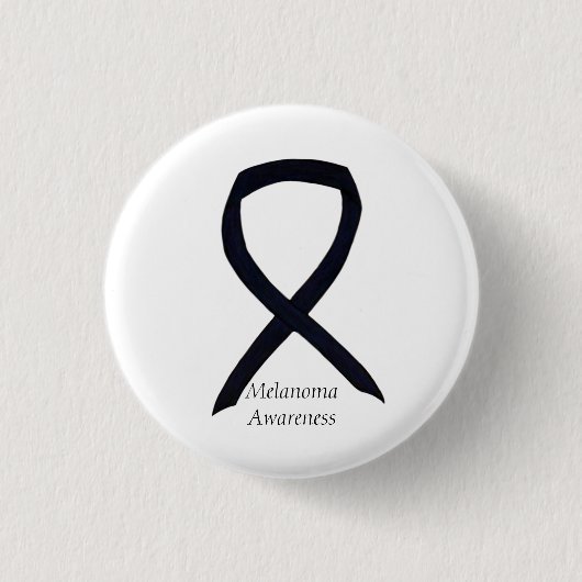 Melanoma Awareness Ribbon Angel Custom Button (Vorderseite)