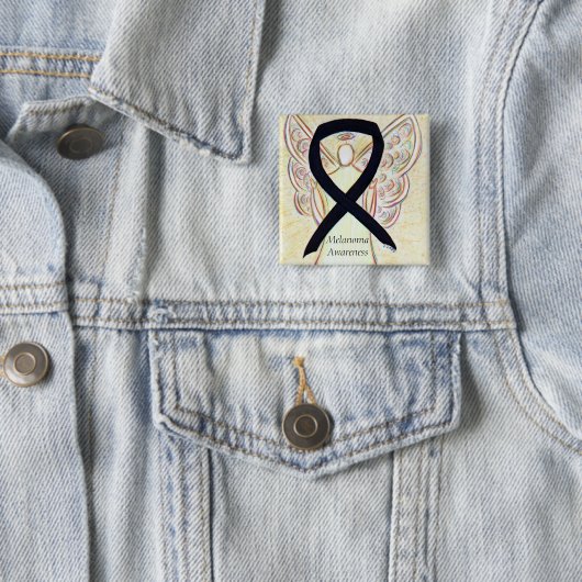 Melanoma Awareness Ribbon Angel Custom Button (Beispiel)
