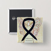 Melanoma Awareness Ribbon Angel Custom Button (Vorne & Hinten)