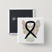 Melanoma Awareness Ribbon Angel Custom Button (Vorne & Hinten)