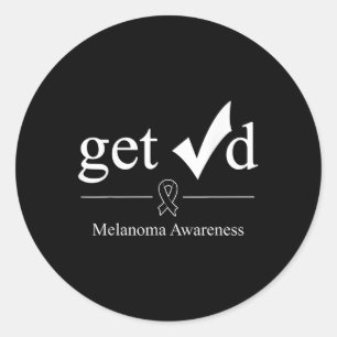 Melanoma Black Awareness Ribbon T-Shirt überprüft Runder Aufkleber