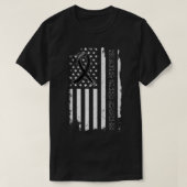 Melanoma Cancer Awareness American Flag - Black Ri T-Shirt (Design vorne)