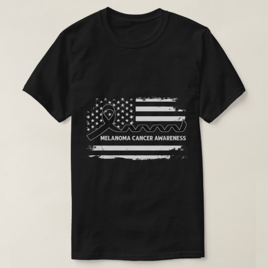 Melanoma Cancer Awareness American Flag T-Shirt (Design vorne)
