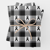 Melanoma Skin Cancer Awareness Plaid Black Ribbon Geschenkpapier Set (Beispiel)