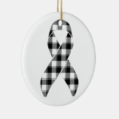 Melanoma Skin Cancer Awareness Plaid Black Ribbon  Keramik Ornament (Rechts)