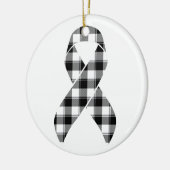 Melanoma Skin Cancer Awareness Plaid Black Ribbon  Keramik Ornament (Links)