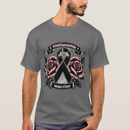 Melanoma Warrior - Tattoo Rose & Ribbon AwaT-Shirt T-Shirt