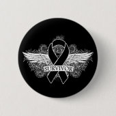 Melanoma Winged SURVIVOR Ribbon Button (Vorderseite)