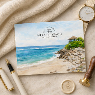 Melasti Strand Bali, Indonesien, Wasserfarben-Souv Postkarte