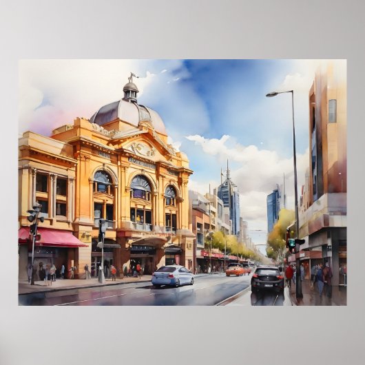 Melbourne-Aquarell-Kunst Poster (Vorne)