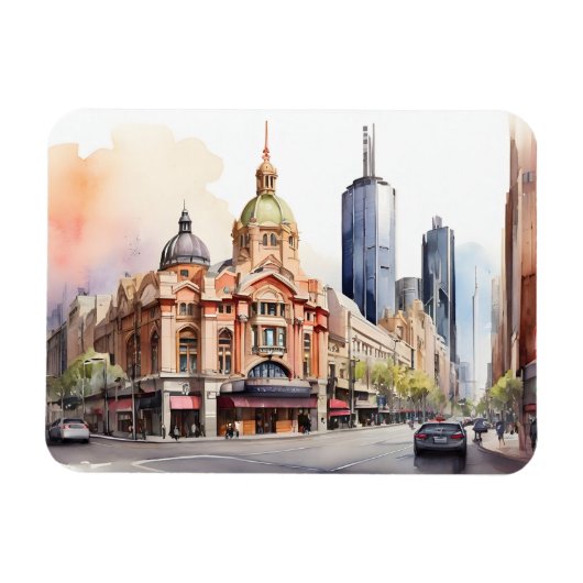 Melbourne Aquarellkunst Magnet (Horizontal)