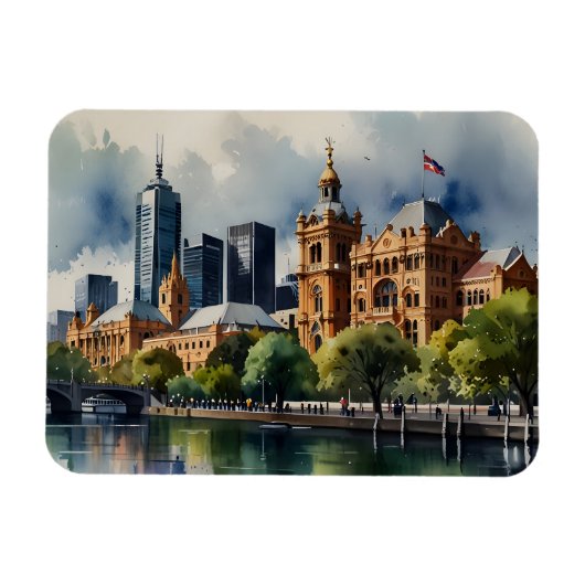 Melbourne Aquarellkunst Magnet (Horizontal)