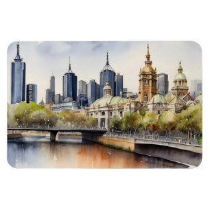 Melbourne Aquarellkunst Magnet