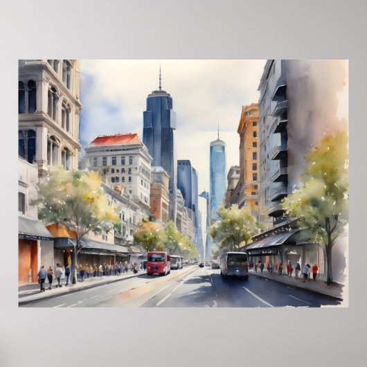 Melbourne Aquarellkunst Poster (Vorne)