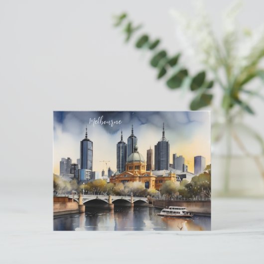 Melbourne Aquarellkunst Postkarte (Stehend Vorderseite)