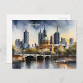 Melbourne Aquarellkunst Postkarte (Vorne/Hinten)