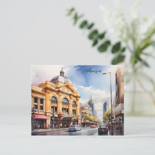 Melbourne Aquarellkunst Postkarte (Stehend Vorderseite)