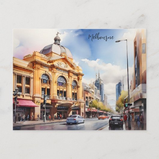 Melbourne Aquarellkunst Postkarte (Vorderseite)