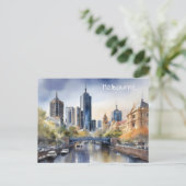 Melbourne Aquarellkunst Postkarte (Stehend Vorderseite)
