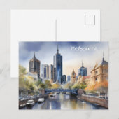 Melbourne Aquarellkunst Postkarte (Vorne/Hinten)