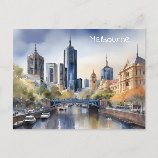 Melbourne Aquarellkunst Postkarte (Vorderseite)