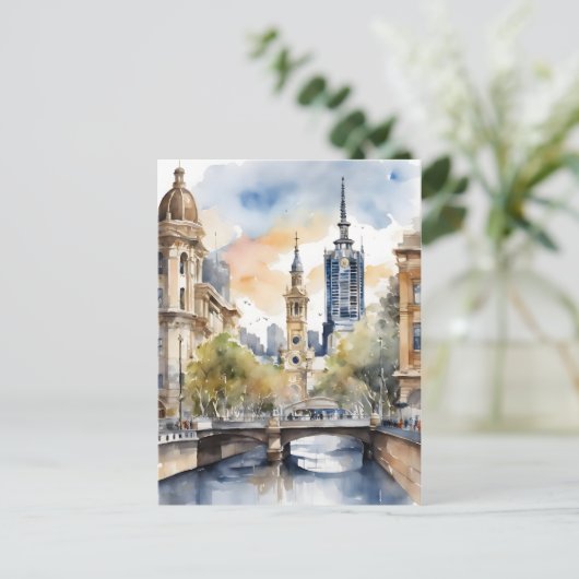 Melbourne Aquarellkunst Postkarte (Stehend Vorderseite)