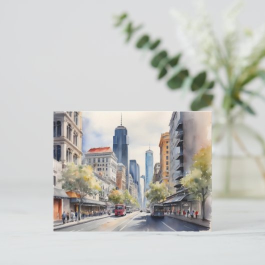 Melbourne Aquarellkunst Postkarte (Stehend Vorderseite)