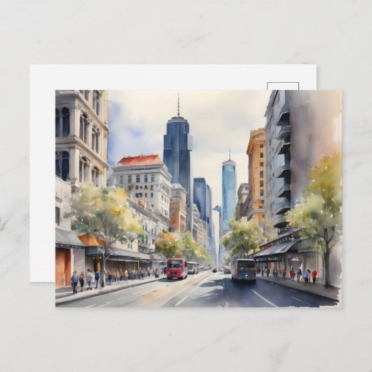 Melbourne Aquarellkunst Postkarte (Vorne/Hinten)