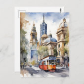 Melbourne Aquarellkunst Postkarte (Vorne/Hinten)