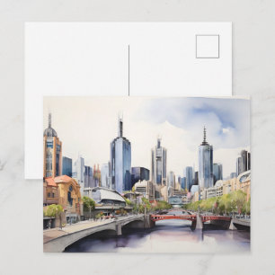 Melbourne Aquarellkunst Postkarte