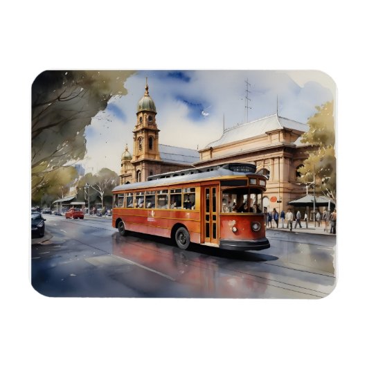 Melbourne AquarellkunstPoster Magnet (Horizontal)