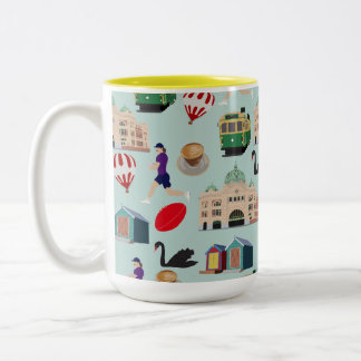 Melbourne Aus,Flinders St Bahnhof Kaffee Fußball  Zweifarbige Tasse