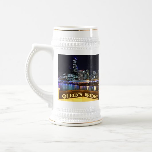 Melbourne Australia CBD Lights over Queen's Bridge Bierglas (Links)