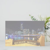 Melbourne Australia CBD Lights over Queen's Bridge Briefpapier (Stehend Vorderseite)