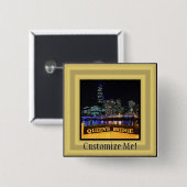 Melbourne Australia CBD Lights over Queen's Bridge Button (Vorne & Hinten)