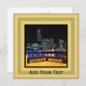 Melbourne Australia CBD Lights over Queen's Bridge Einladung (Vorne/Hinten)