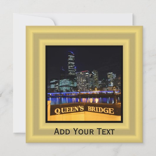 Melbourne Australia CBD Lights over Queen's Bridge Einladung (Vorderseite)