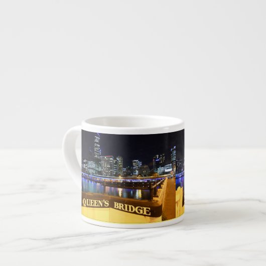 Melbourne Australia CBD Lights over Queen's Bridge Espressotasse (Vorderseite Links)