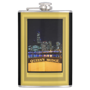 Melbourne Australia CBD Lights over Queen's Bridge Flachmann